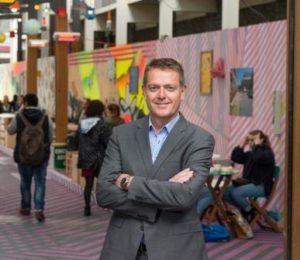 The changing face of Flinders: Vice-Chancellor Professor Colin Stirling in Flinders Laneway.  