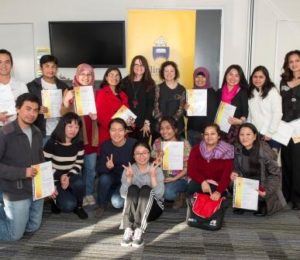 Pro Vice-Chancellor (International), Professor Nancy Cromar, (back row, fifth from right) with international students at the recent English Language Support Program event. 
