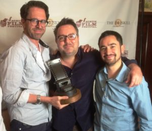 Successful Flinders filmmakers include (L-R) Craig Behenna, Nick Matthews and David Ngo, pictured in Texas receiving an award for their movie, 'One Eyed Girl'. 