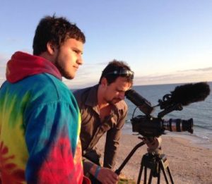 Flinders students Haidarr Jones and Joel Brown shooting their micro-documentary 'Uncle Genty'. 