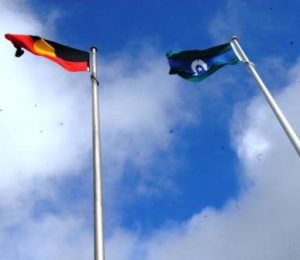 The Aboriginal and Torres Strait Islander flags now flying at Flinders. 