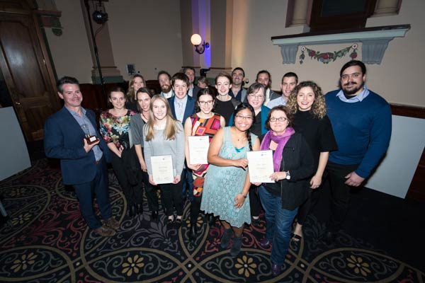 Graduates from Flinders' 12-week Venture Dorm program at last night's eNVIes awards.