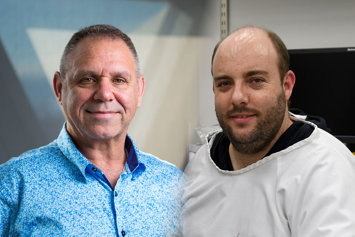 Matthew Flinders Research Fellows Associate Professor James Ward (L) and Associate Professor Stuart Brierley (R).