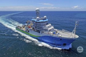 The research vessel Investigator traversing the Great Australian Bight Photo: Marine National Facility.