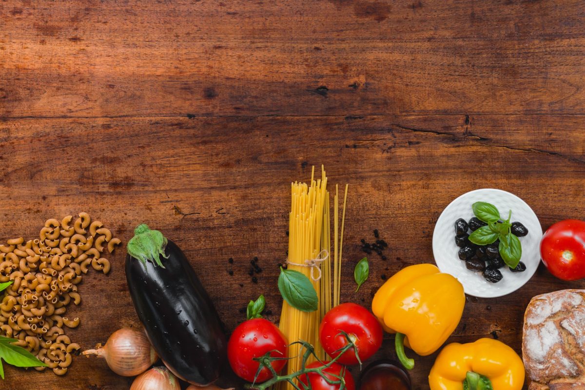 Image of fresh fruit, vegetables and pasta